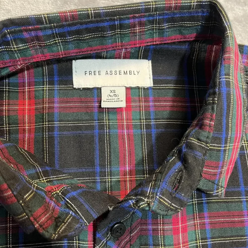 Free Assembly Shirt Boys 4/5 Plaid  Christmas Classic Preppy Holiday‎ School Top